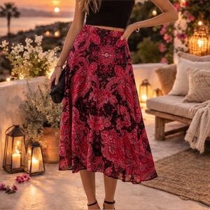 FREE PEOPLE ‘At The Shore’ Asymmetrical Skirt, Pink/Multi, Size: 2, EUC.